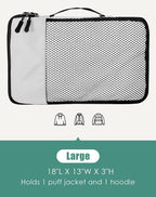 WTREE 4-Piece Packing Cubes Travel Accessories Set for Suitcases - Luggage Organizer Bags with Double Zipper - Mesh Top - Large - Beige