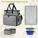 LARIPOP Dog Travel Bag Airline Friendly for Small Medium Large Dogs, Pet Travel Organizer with Collapsible Bowls Food Containers Mat, Waterproof Portable Tote for Dog Outdoor Travel