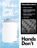 PartyPrints 100 Pack White Blank Can Cooler Sleeves, Customizable Bulk Sublimation Insulated Foam for Beer, Collapsible Plain Drink Holder, Cold Soda Insulator, 12oz Regular, 16oz Tall Cans