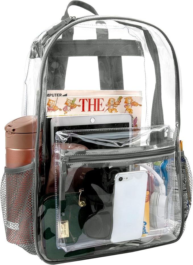 Trail maker Clear Backpack Heavy Duty with Padded Straps, Side Pockets for Kids, Boys, Girls, School, Stadium Approved Events