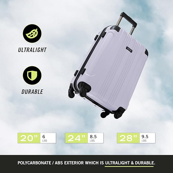 Kenneth Cole REACTION Out of Bounds Lightweight Hardshell 4-Wheel Spinner Luggage, Lavender, 20-Inch Carry On