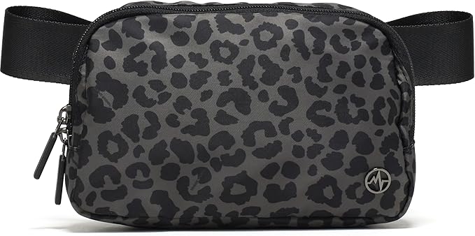 Pander Two Way Zipper Fanny Pack Nylon Everywhere Belt Bag for Women, Water Repellent Waist Packs, Crossbody Bags with Adjustable Strap (Grey Leopard)