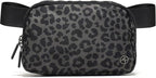 Pander Two Way Zipper Fanny Pack Nylon Everywhere Belt Bag for Women, Water Repellent Waist Packs, Crossbody Bags with Adjustable Strap (Grey Leopard)