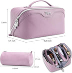 BOYATU Travel Makeup Bag Organizer Cosmetic Bag: 3 Pcs Set Make up Bags for Women with Handle - Waterproof Vegan Leather Toiletry Bags Travel Essentials Pouch with Compartments (C-06-Purple)