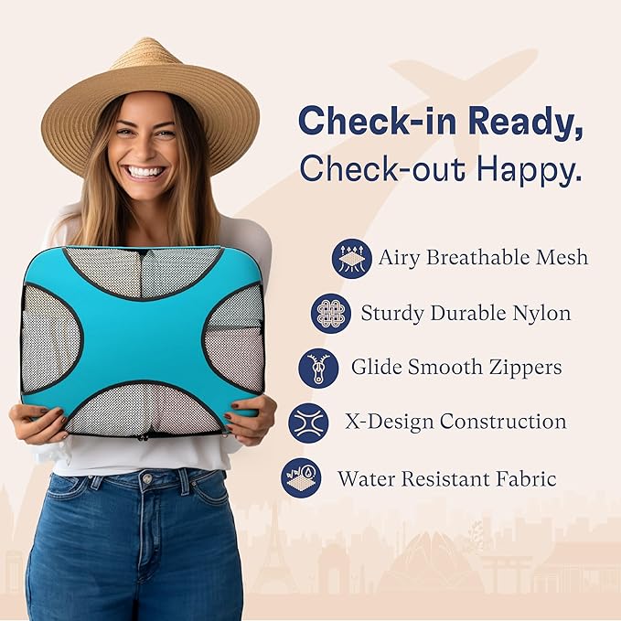 Shacke Packing Cubes for Travel 5 Set - Premium Luggage Organizer Bags - Versatile Travel Organizer for Women and Men - Optimized Packing Bags - Travel Essentials (Aqua Teal)