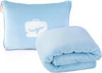 EverSnug Travel Blanket and Pillow - Ultra-Soft, Compact & Lightweight, 65x40 Inches, with Carry Case, Luggage Sleeve & Backpack Clip for Airplane Comfort (Ice Blue)