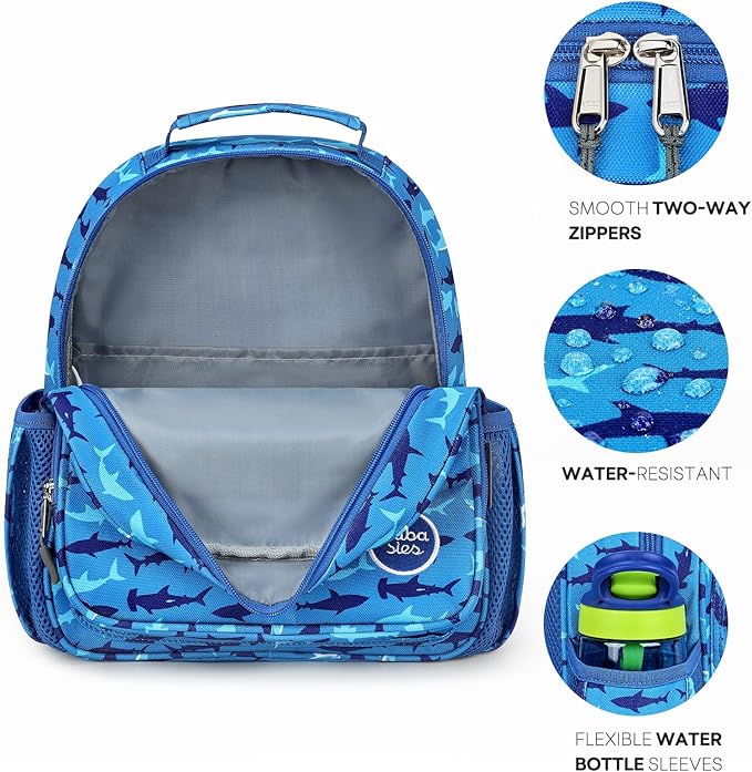 mibasies Toddler Backpack for Boys 2-4: Preschool Kindergarten Backpack - Cute Kids Backpacks for Boys - Shark Blue
