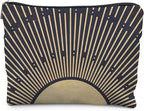 Sunshine Ray Boho Makeup Bag, Granola Girl Gifts, Vintage Navy Blue Boho Neutral Sun boho Bags for Women, Art or Journaling Pouch, Boho Gifts for Women