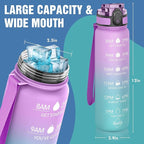 OLDLEY Water Bottle, 32oz Motivational Sports Water Bottle with Time Marker Times to Drink Tritan, BPA Free, Wide Mouth Leakproof, Anniversary Birthday Gifts for Men Women, Confectionery (1 Bottle)