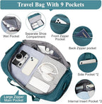 Travel Duffel Bag for Women, Carry-on Overnight Weekender Bags with Wet Pocket & Toiletry Bag, For Spirit Airlines 18x14x8 Personal Item Bag,3 Pcs Set,Small