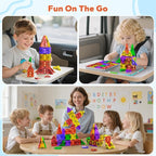 Mini Magnetic Tiles, 45PCS Diamond Pattern Magnetic Tiles Travel Set with Case, Portable Building Toys Creativity Boosting Sensory Toys for Kids Ages 4-8 Toddler Boys Girls Halloween Birthday Gift