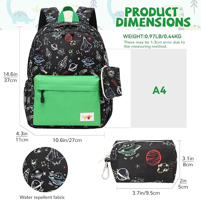 mygreen Toddler Backpack, Kids Backpack for Boys and Girls with Chest Strap | with Chest Strap