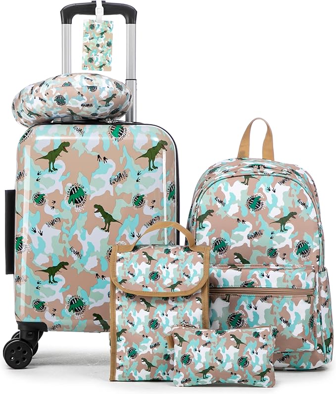 Rosamo Kid’s Luggage Set 6 Piece Suitcase Set 16’’ Hardside Luggage with Spinner Wheels Girls Boys Carry on Luggage Travel Rolling Luggage Airline Approved