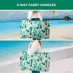 Beach Bag and Pool Bag Has Cooler Pocket, 7 Pockets Total, Zip Top. Family Size Waterproof Beach Tote