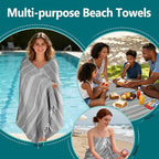 YSYJ 24 Pack Turkish Beach Towel 36"x71" Beach Towels Oversized Bath Towels Sand Free Quick Dry Turkish Towel Bulk Extra Large Pool Blanket Grey