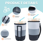 KJQJLY 3 Pack Reusable Iced Coffee Sleeves for Iced Coffee Cups or Drinks Reusable Neoprene Insulated Sleeves for Hot and Cold Drinks from Starbucks, Dunkin, And More (Navy Blue)