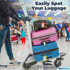 BlueCosto - Luggage Tags - Multicolored, 50 Pack - Suitcase Tags with Name ID Card & Heavy-Duty Metal Wire Loops - Bright Colored PVC Identifiers for Travel Baggage - Backpack Name Labels