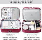 Lanola Travel Cable Organizer Bag, Electronic Accessories Case Portable Double Layer Cable Storage Bag for Cord,phone,Charger, Flash Drive, Phone, SD Card,Personal Items - (Red)