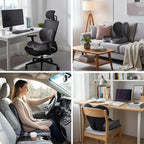 Memory Foam Seat Cushion for Office Chair & Car Seat, Ergonomic Coccyx Cushion for Pressure Relief & Back Support, Non-Slip Comfort Cushion for Driving, Wheelchair, Desk Chair, Home & Travel