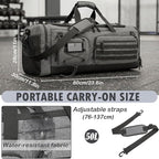 Gym Bag for Men and Women, 50L Extra Large Duffle Bag, 3-in-1 Travel Sports Duffel Bags with Shoe & Laptop Compartment for Overnight Weekender Gym Traveling Workout Deployment, Black + Gray
