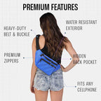 Blue Fanny Pack Belt Bag I Mens Fanny Packs for Women Fashionable - Crossbody Bag Bum bag Waist Bag Waist Pack - Hands Free for Hiking, Running, Travel, Waterproof and more