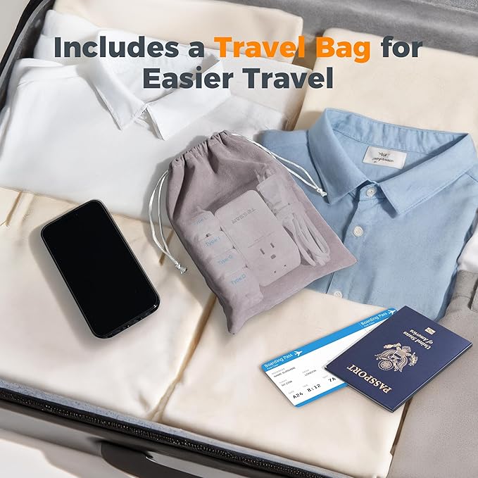 Compact 220V to 110V Voltage Converter US to Europe, TESSAN Universal Travel Adapter with 2 AC Outlets and 2 USB (1 USB-C), 200W Small Power Converter with EU/UK/AU/IT/India Plugs for Travel