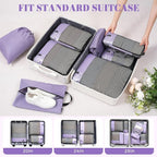 BAGAIL 4 Set/6 Set/8 Set Compression Packing Cubes Travel Accessories Expandable Packing Organizers(HalfMesh,8-Dusty Purple)