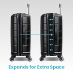 American Tourister Stratum 2.0 Expandable Hardside Luggage with Spinner Wheels, Checked-Large, Jade Green