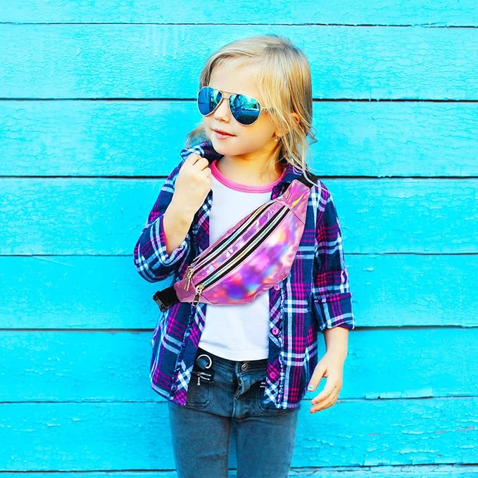 Frienda 2 Pieces Holographic Fanny Pack for Women Colorful Sport Waist Bag Pack