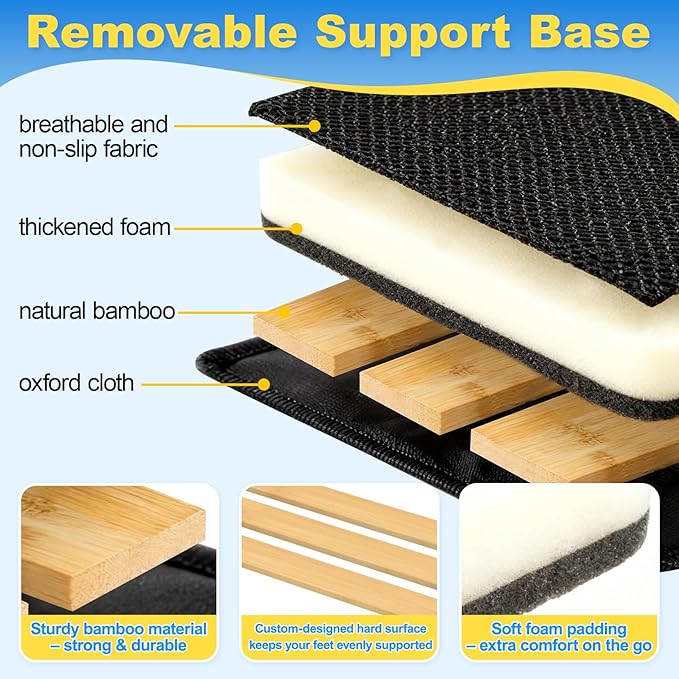 Airplane Foot Hammock for Plane Travel, Detachable Bamboo Airplane Foot Rest for Long Flight, Desk Foot Hammock with Extended Adjustable Strap to Relax Your Feet, Foot Sling Travel Essentials