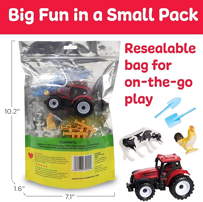 Creativity for Kids Sensory Pack: Farm, Sensory Toys for Toddlers, Pretend Play Farm Animals for Kids, Toddler Travel Toys & Spring Crafts (Ages 3+)