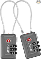 TSA Accepted Luggage Travel Lock, Set-Your-Own Combination Lock for School Gym Locker, Luggage Suitcase Baggage Locks, Filing Cabinets, Toolbox, Case (Slate Gray, 2 Pack)