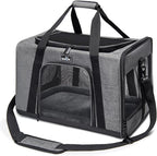 Wakytu Pet Carrier for Medium Large Cats and Dogs, Dog Carrier Travel Bag with Adequate Ventilation, 5 Mesh Windows, 3 Entrance, Locking Safety Zippers, Padded Shoulder and Carrying Strap, Large