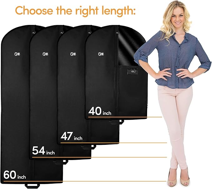 Luxury Storage Garment Bag for Men and Women Shirt, Blouse, Wool Sweater, Suit Jacket | 40 Inch + 5 Inch Gusset | Premium Hanging, Breathable, Foldable Clothes Protector and Travel Cover
