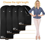 Luxury Storage Garment Bag for Men Suit, Long Women Dress, Tuxedo, Uniform | 47 Inch + 5 Inch Side Gusset | Hanging, Breathable, Foldable Clothes Cover and Protector