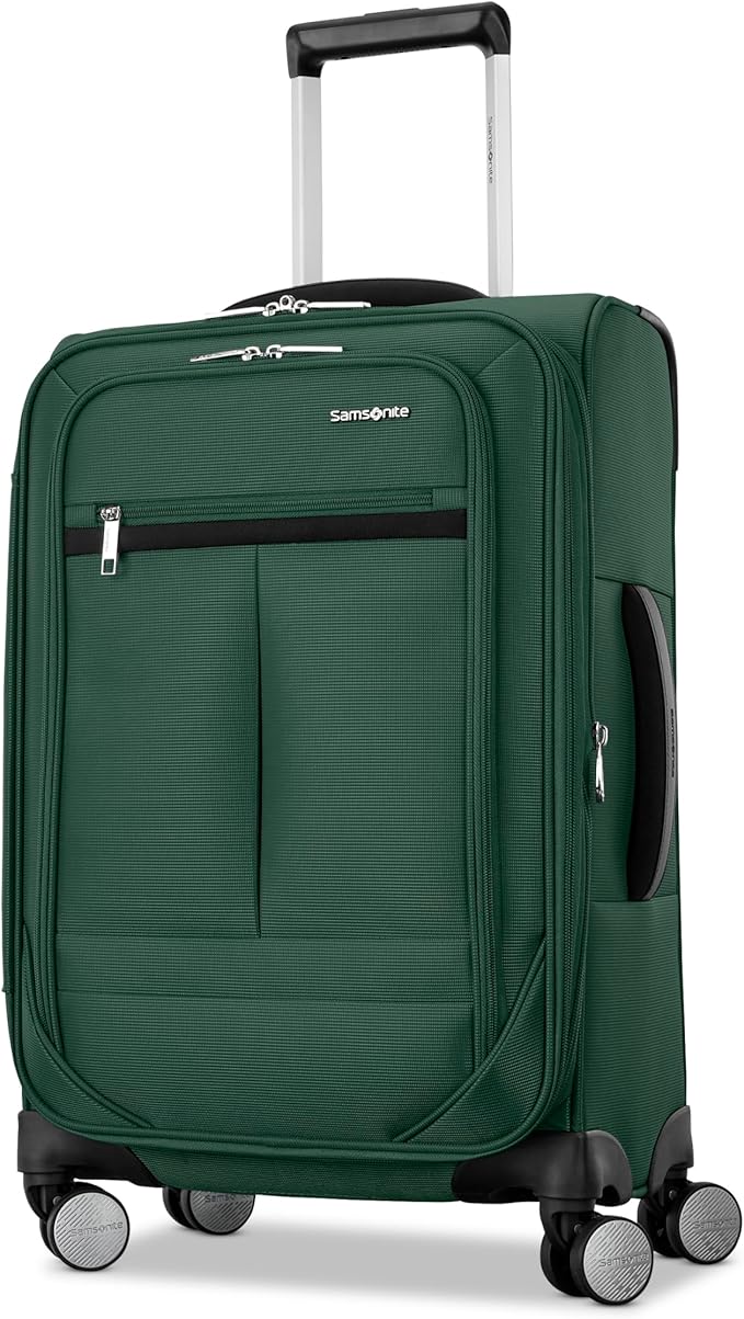 Samsonite Carry-On Soft-Sided Expandable 21-Inch Element Suitcase: Airline Approved for Most Major Airlines, Durable, 360° Spinner Wheels, Adjustable Handle, 2 Front & Side Pocket- Bistro Green
