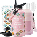 DYSANKY National Parks Water Bottle – 64 oz Insulated Stainless Steel Bottle with 63 Hand-Drawn Park Stickers, Carrier Bag, Strap & Gift Box – BPA-Free – Ideal for Hiking, Camping & Travel