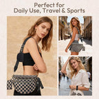 Cross Body Bag for Women Bum Bag Checkered Belt Bags Fanny Packs for Girls Travel Purse Fashion Waist Packs Crossbody Nylon Purse Trendy Shoulder Bags for Womens