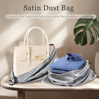 Vonty 3 Pack Silky Dust Bags for Shoes and Purses, Satin Drawstring Bag for HandBags Boots - Grey Shoe Bag Silk Dust Cover Bag Protector Travel Storage Pouch(19.6 x 15.7 In)