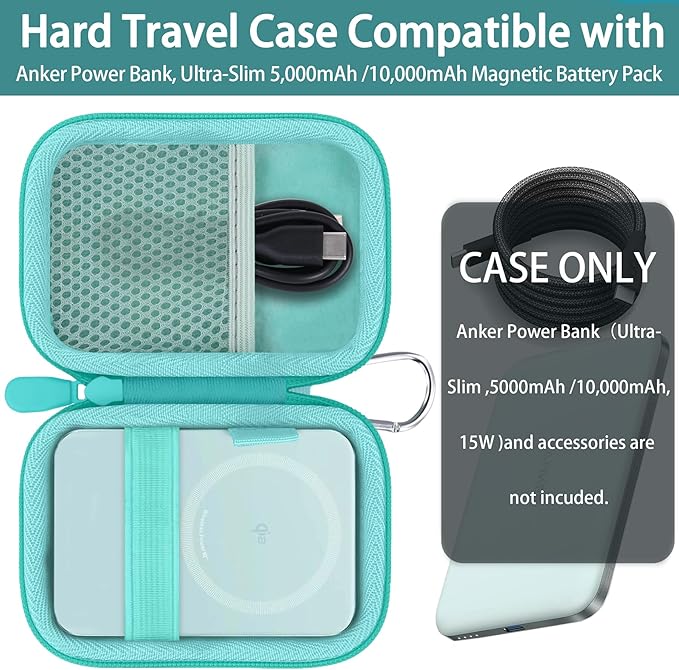 khanka for Anker Nano Power Bank Ultra-Slim 5,000Mah & Maggo Power Bank 10K Case,Compatible with Anker A1665/A1664 Slim Magnetic Charger,Protective Carrying Case Only (Green)