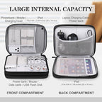 FYY Electronic Organizer, Extra Large Travel Cable Organizer Bag Pouch Portable Waterproof Double Layers All-in-One Storage Bag for iPad, Cable, Power Bank, Laptop Charger for Office/Home, Black