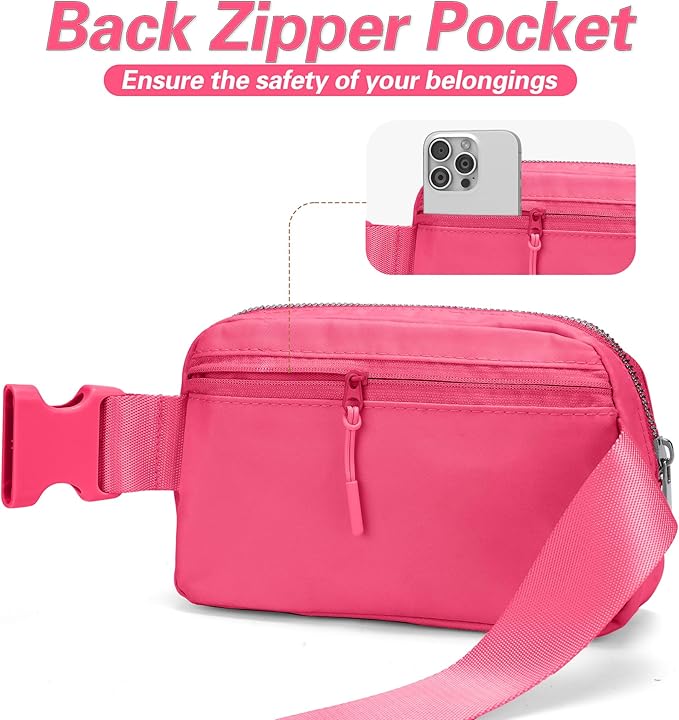 JSJ Mini Fanny Pack for Women & Men,Valentines Day Gifts for Girls Teens Kids Daughter Sister Her,Trendy Stuff Crossbody Bags Cute Everywhere Belt Bags.(Pink Glow)