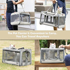 GAPZER Pet Carrier for Large Cat Soft-Sided Animal Traveling Bag for Medium Cat up to 20lbs / Washable Small Dog Puppy 10 lbs Crate Case with Privacy Curtains for Home Outdoor Travel Beige White