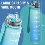 OLDLEY Water Bottle, 32oz Motivational Sports Water Bottle with Time Marker - Times to Drink - Tritan, BPA Free, Wide Mouth Leakproof, Anniversary Birthday Gifts for Men Women, Luca (1 Bottle)