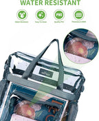 MAY TREE Clear Bag for Stadium Events 12×6×12 Clear Tote Lunch Bag with Reinforced Straps for Work, Sporting Events and Gym, Grey