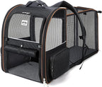 Large Cat Backpack Carrier Expandable Pet Carrier Backpack for Small Dogs Medium Cats Fit Up to 18 Lbs, Dog Backpack Carrier, Foldable Puppy Backpack Carrier for Travel, Black