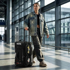 Von Dutch Signature Patch Checked 28-Inch Rolling Duffel with Telescopic Trolley Handle and Inline Skate Wheels