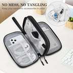 FYY Electronic Organizer, Travel Cable Organizer Bag Pouch Electronic Accessories Carry Case Portable Waterproof Double Layers Storage Bag for Cable, Cord, Charger, Phone, Earphone, Medium, Black