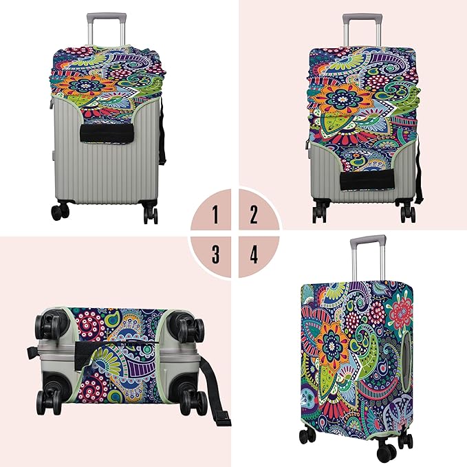 Travel Luggage Cover Suitcase Protector Fits 18-32 Inch Wheel Covers PatternedTravel Related Items Flower Luggage Protector Elastic S