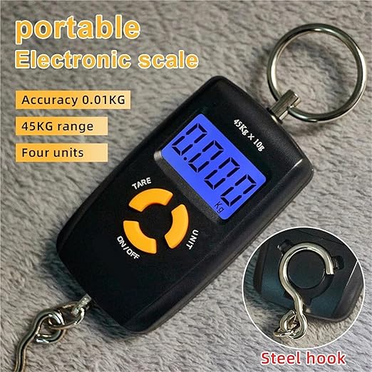 Luggage Weight Scale, 4pcs 45kg/10g Portable Hanging Scale LCD Digital Luggage Suitcase Scale Handled Travel Baggage Bag Weighting Hook Scales,for Travel(Black)